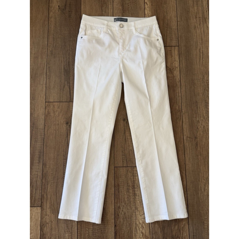 Wit & Wisdom Bennett High Rise Cropped Hem White Barely‎ Boot Jeans Women's Sz 4